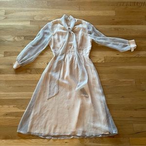 Vintage Peach mesh Long Sleeve Dress
